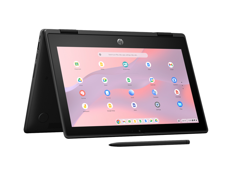 HP Fortis Flip G1m 11 inch Chromebook | MediaTek Kompanio 520 | 8 GB LPDDR4x RAM | 64 GB eMMC storage | ARM Mali-G52 MP2 Integrated Graphics | ChromeOS | 11.6" HD Touch Display, 180° Lay-Flat | Wi-Fi 6 + Bluetooth 5.3